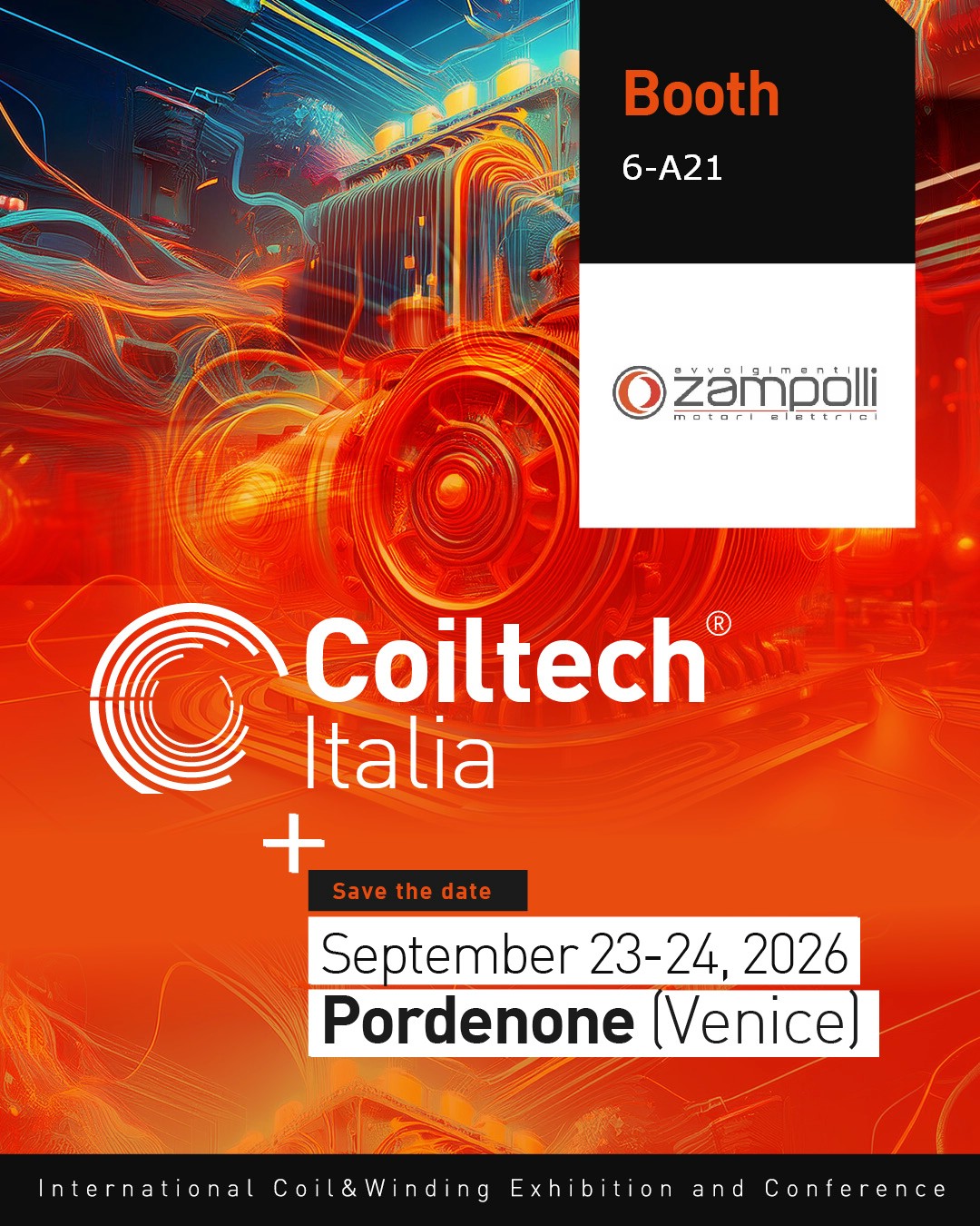 Our booth 6-A21 at Coiltech Italy Fair 23-24 september 2026